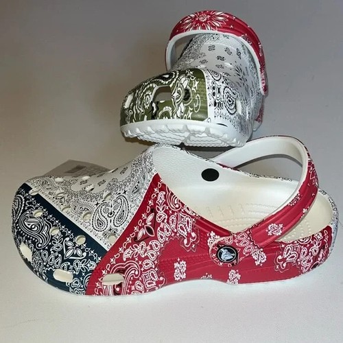 Crocs Classic Bandana Printed Clog Americana Red White Blue womens 11 mens 9 USA