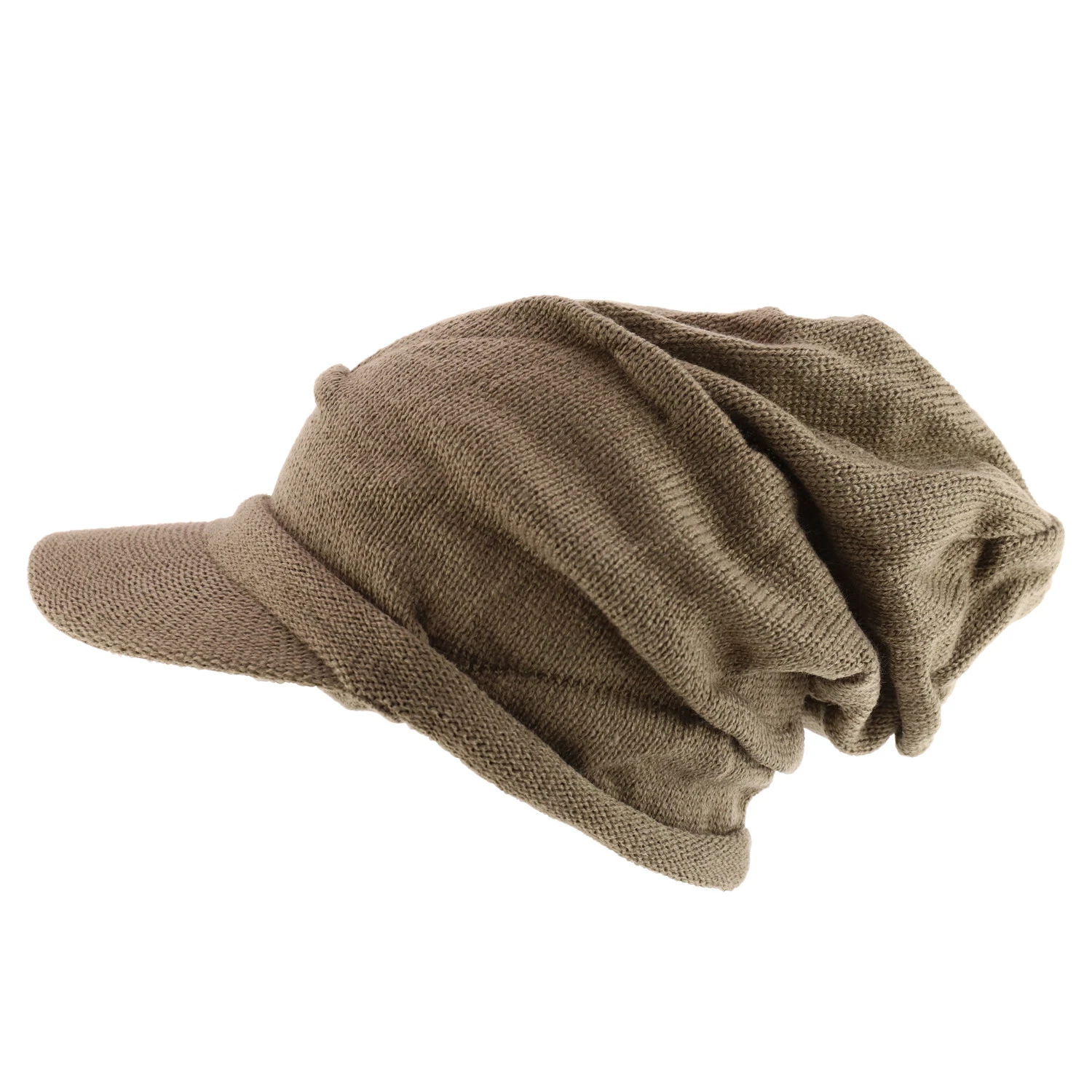 Deep Crown Wrinkled Knit Slouch Rasta Beanie Visor - FREE SHIPPING