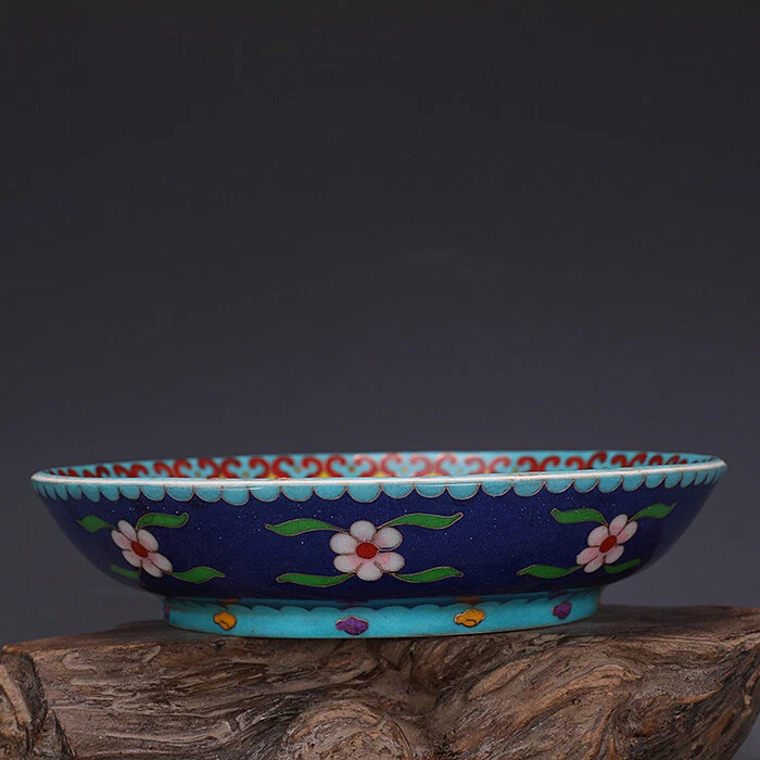 Placa grúa coronada roja con incrustaciones de alambre de porcelana esmaltes de color Jidezhen de 8,6" China Foto 2 de 4