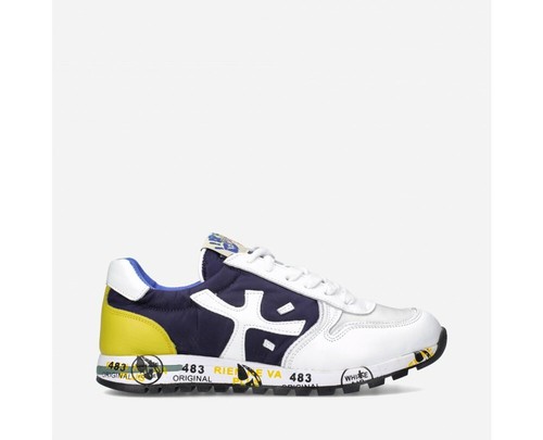 Premiata Sneaker Junior White and Blue with Inserts Yellow 32PJ | eBay