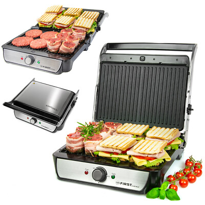 Kontaktgrill Elektrisch 900W Panini Grill Elektrogrill Toaster Edelstahl TZS 