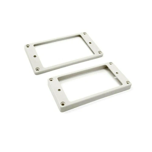 Set of 2 Humbucker Pickup Mounting Rings White Frame Bridge Neck Curved Bottom