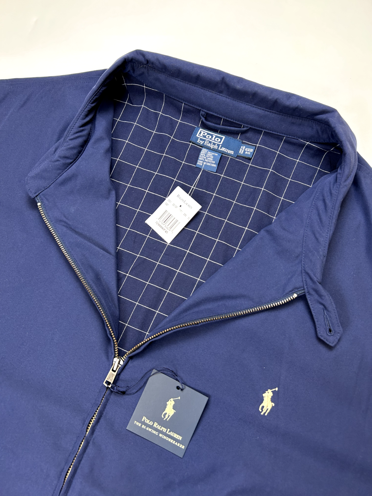 Giacca a vento Polo Ralph Lauren grande e alta bi swing con pony blu navy taglia: 6XB