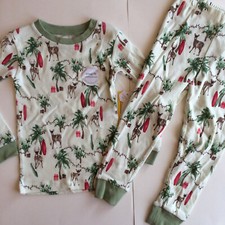 New Burt's Bees Christmas Pajamas 2T Island Holiday Organic Shirt Pants Set