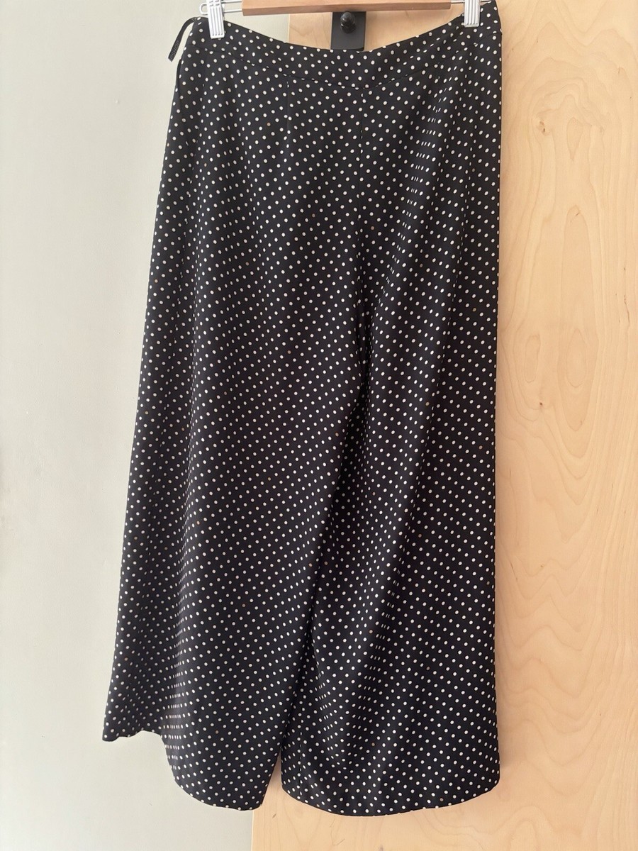Topshop pleated Polka dot spotty black culottes wide leg trousers