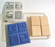 WONDERFUL WOODCUTS Birthday Thanks Congrats NEW 4 Rubber Stamps STAMPIN UP