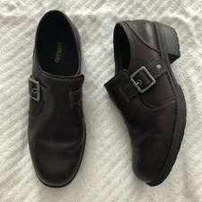 Eastland Slip On Clogs Loafers Open Road Brown Chunky  Buckle 11M Womens Leather