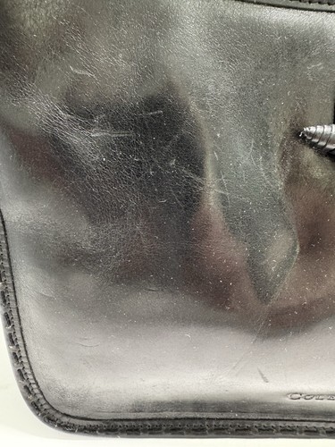 Vtg Cole Haan Black Patent Leather Purse With Brown Lucite Hardware Toggle Close - Picture 10 of 16