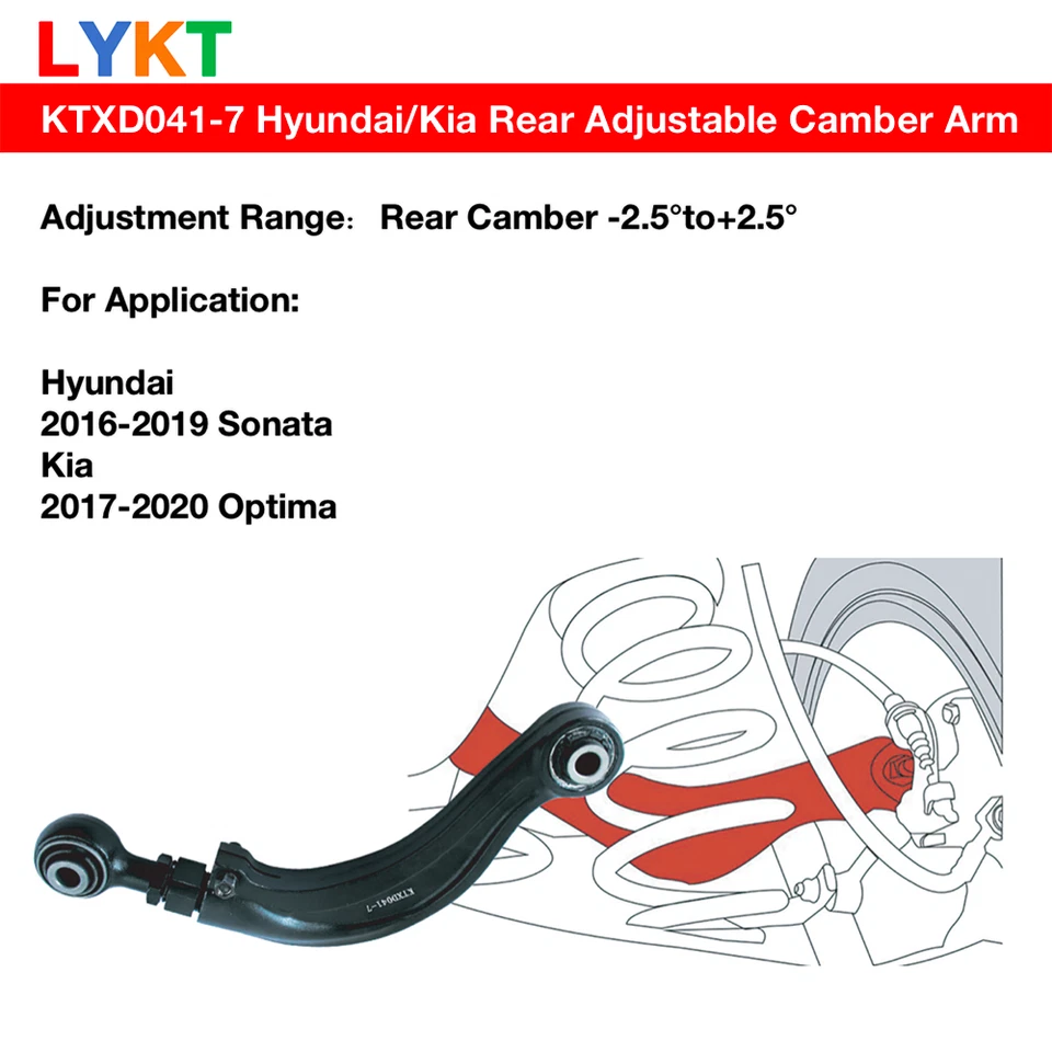 LYKT 2pcs Rear Adjustable Camber arms for Hyundai Sonata 15-19、Kia Optima 17-20 Foto 2 de 4