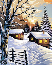 After Snow Fine Day Village Needlepoint Canvas