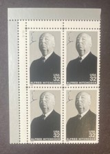 US 3226 32c Alfred Hitchcock unused plate block of four never hinged 1998