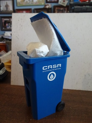 BLUE CR&R GARBAGE TRUCK MINI BIN GREAT FOR PEN-PENCIL HOLDER
