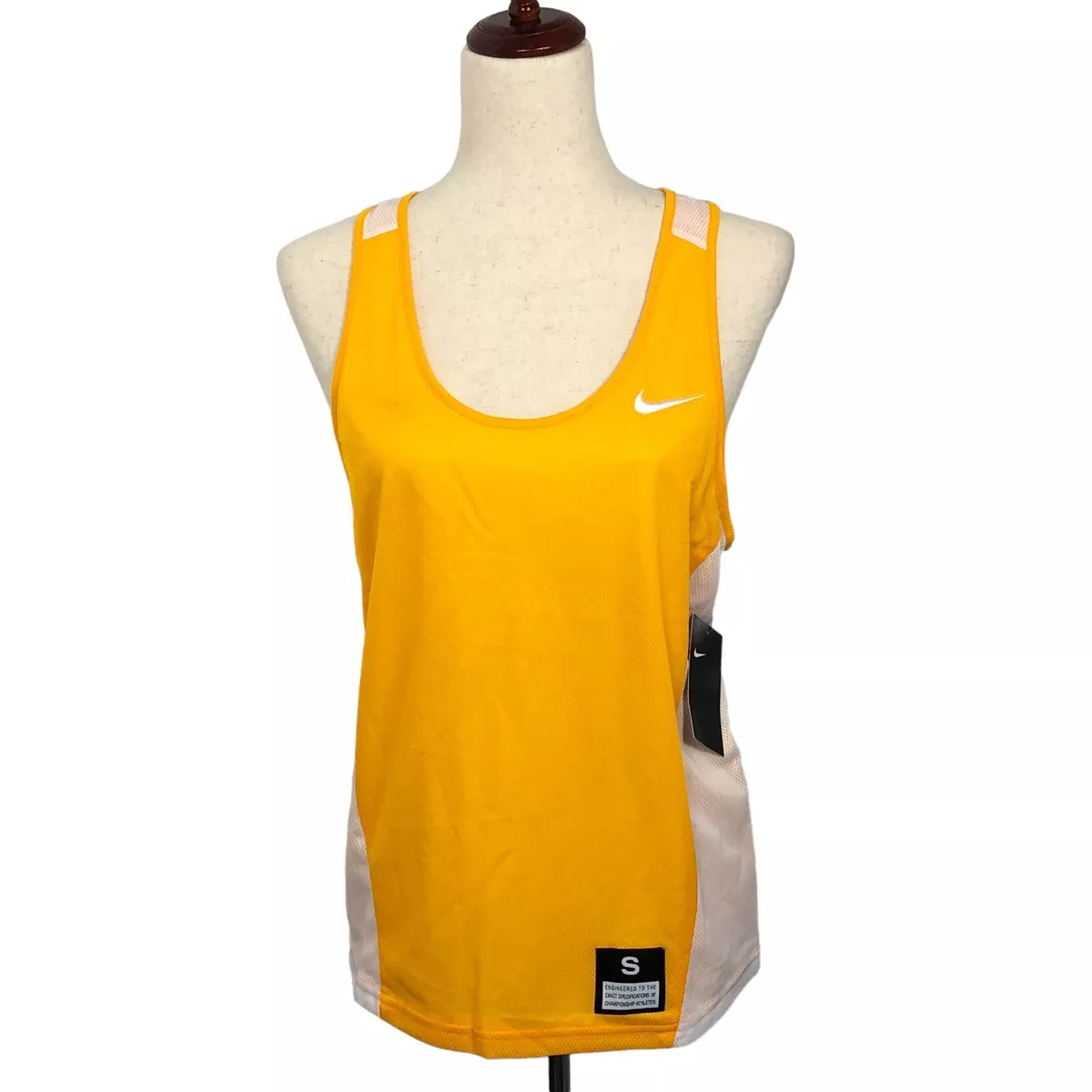 NEW Nike Womens Reversible Tank Top Small Yellow White Athletic Racerback  Strap