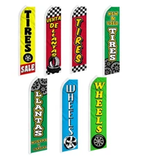Tires Wheels Sale Variations Swooper Flutter Advertising Banner Flags