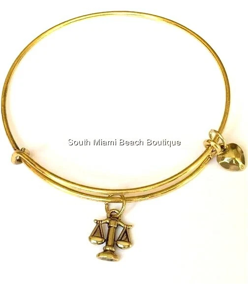 Gold Law Lawyer Charm Bracelet Attorney Paralegal Gift Zodiac
