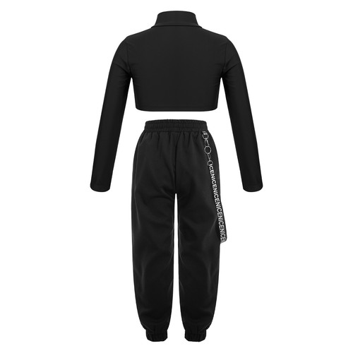 Kids Turtleneck Crop Top Sweatpants Cargo Pants Sets Street Dance Outfits - Picture 11 of 80