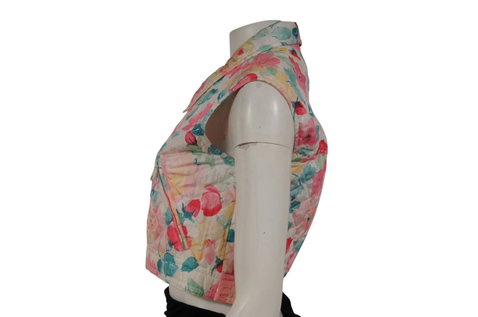 Giubbotto Chanel Vintage 95c Floreale Diamante Trapuntato Logo CC Taglia 38 Rosa Bianco Giacca