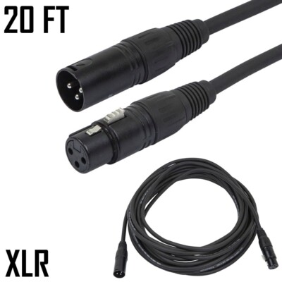 20FT XLR3F to XLR3M 3-Pin DMX Lighting & AES/EBU AES3 Cable Digital Audio Data