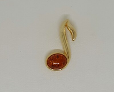 Zoria Baltischer Bernstein - Anhänger - Cognac - 925 Sterling Silber - 14K vergoldet 