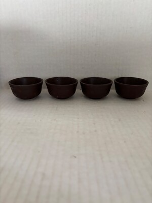 SET OF FOUR LA DOLCE VITA JJG DESIGNS TEA COLLECTION DARK BROWN SMALL TEA CUPS