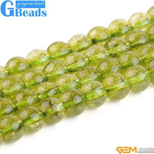 Cuentas sueltas redondas de cuarzo peridoto teñido verde para hacer joyas 15"4 mm 6 mm 8 mm - Imagen 9 de 35