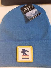 U.S. MAIL Patched Knit Cuffed Beanie in Cobalt Blue