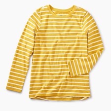 TEA COLLECTION Striped L/S Top - Sulphur/Chalk - Girls 7