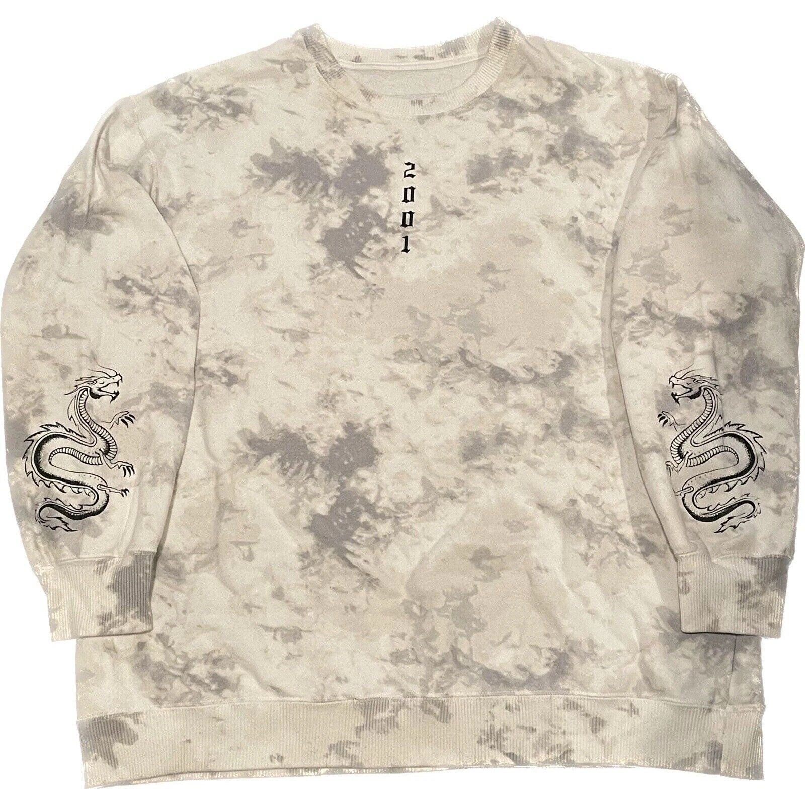 OFF WHITE Felpa Hollister Collab taglia M grigia panna tie dye girocollo drago limitata