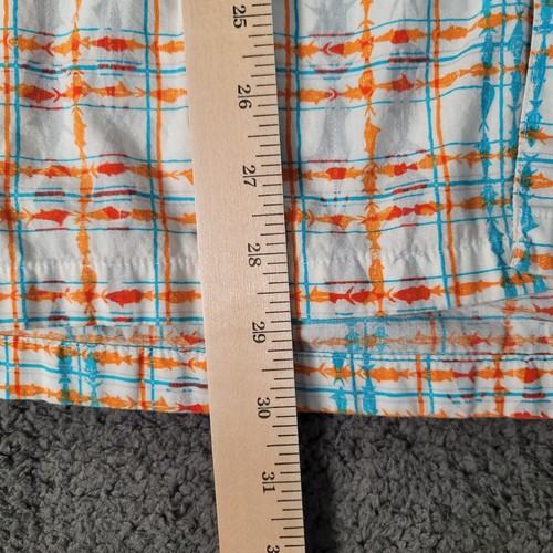 Columbia PFG Shirt Mens Medium White Orange Plaid Button Up Short Sleeve Fishing - Picture 11 of 11