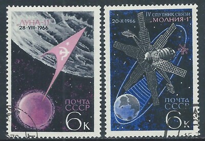 1966 RUSSIA USED SPACE SATELLITE MOON XI AND MOLNIJA I - V21-8