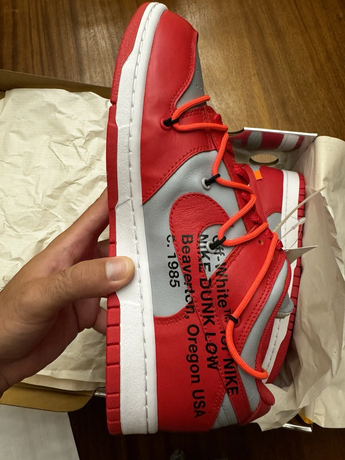 OFF WHITE X NIKE Nike dunk low x off white Red University Nuove con scatola e cartellino