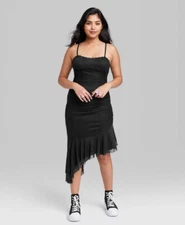 Wild Fable Women's XS Dress Black Sleeveless Mesh Asymmetrical New