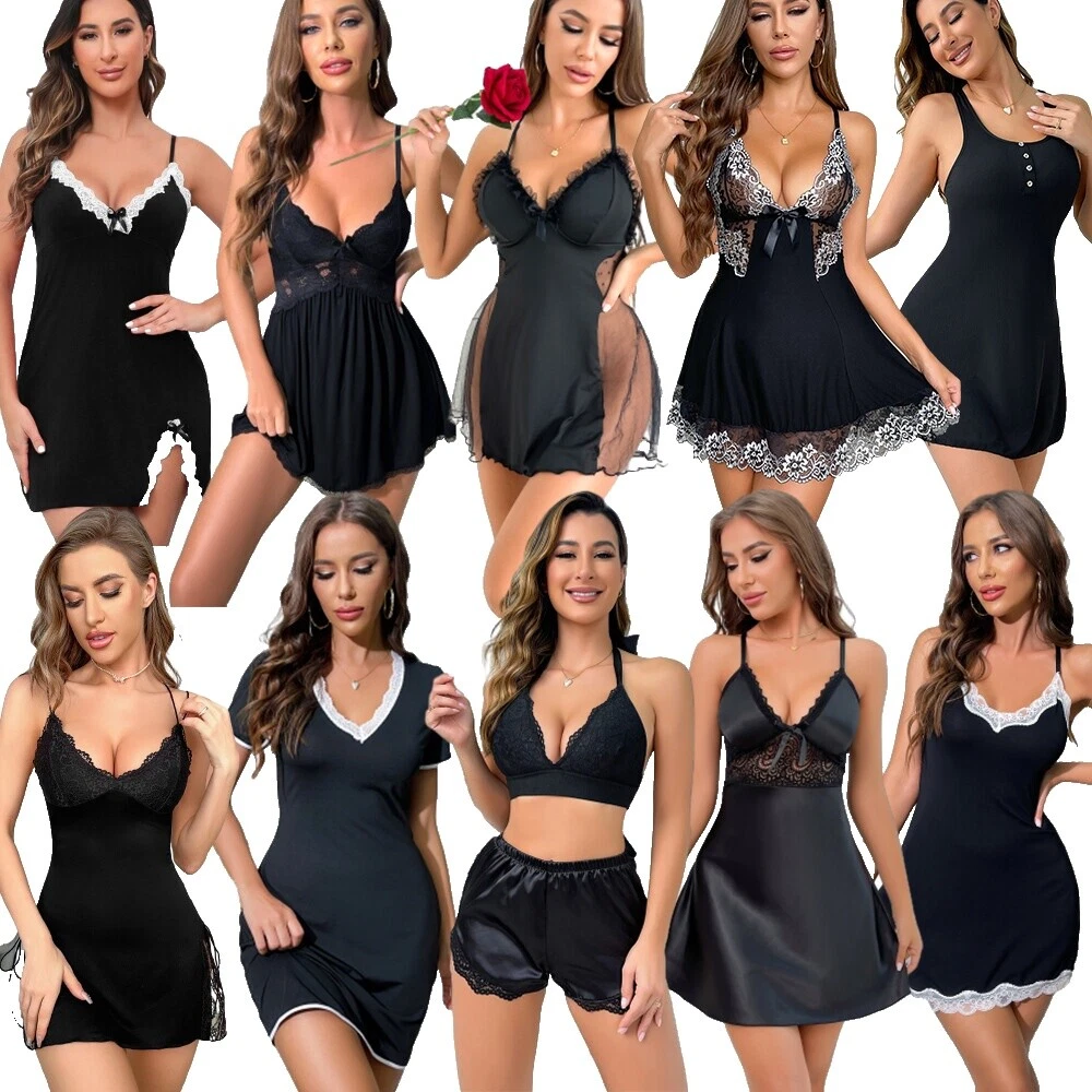 Pijamas y batas Negro Acrílico para Mujeres