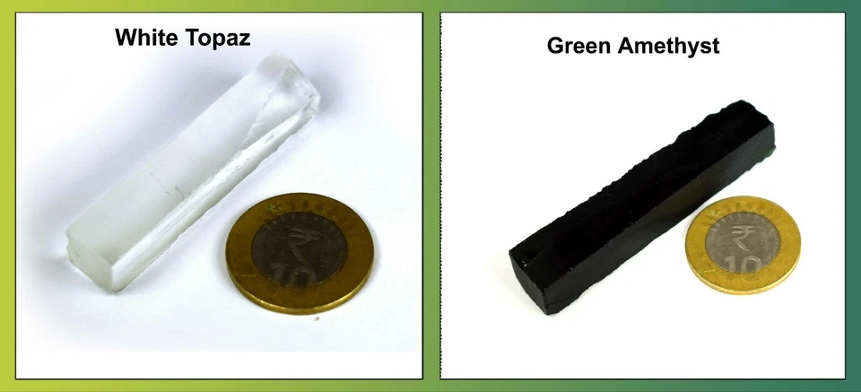 Par áspero de piedras preciosas de topacio verde y topacio blanco de 180 quilates certificado AD692 Foto 3 de 4