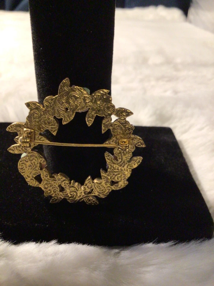 Broche prendedor marca joyería nupcial porcelana rosa corona perla Foto 2 de 4