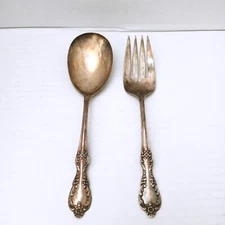 WM Rogers Mfg Co Extra Plate Original Rogers Fork And Spoon Serving Set Lot Of 2