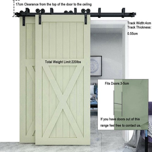 4-20 Fuß Bypass Schiebetür Scheunentor Hardware Kit für Doppeltür, Schrank, Schwerlast - Bild 12 von 31