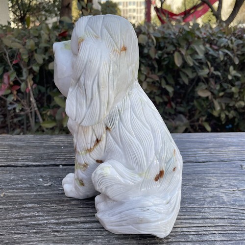 12.9LB 8.8" Natural Xiuyan Jade Dog Sculpture Quartz Crystal Carving Healing C5 - Picture 9 of 11