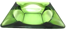 Vintage Anchor Hocking Glass Ashtray Olive or Avocado Green Square 4 5/8"