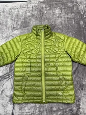 Mountain Hardwear Womens Down Sweater Size M Green Puffer Jacket Zip Mock Neck