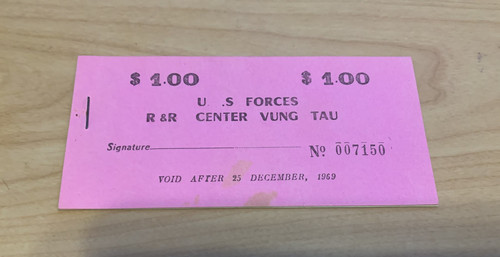 VIETNAM MILITARY TRADE TOKEN CHITS AND BOOK VUNG TAU R & R CENTER 1969