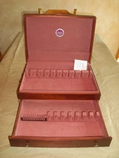 VTG 2 TIER NAKEN ANTI TARNISH FLATWARE STORAGE WOOD BOX CHEST W/ ONE DRAWER 113