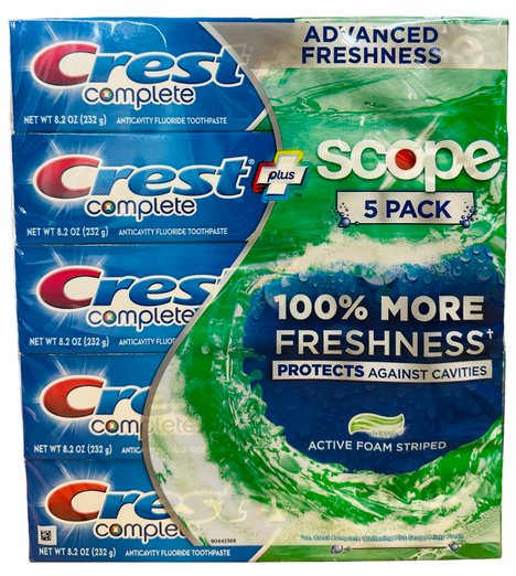 CrestCompletePlusScopeAdvancedActiveFoamToothpaste-8.2oz(5Pack)
