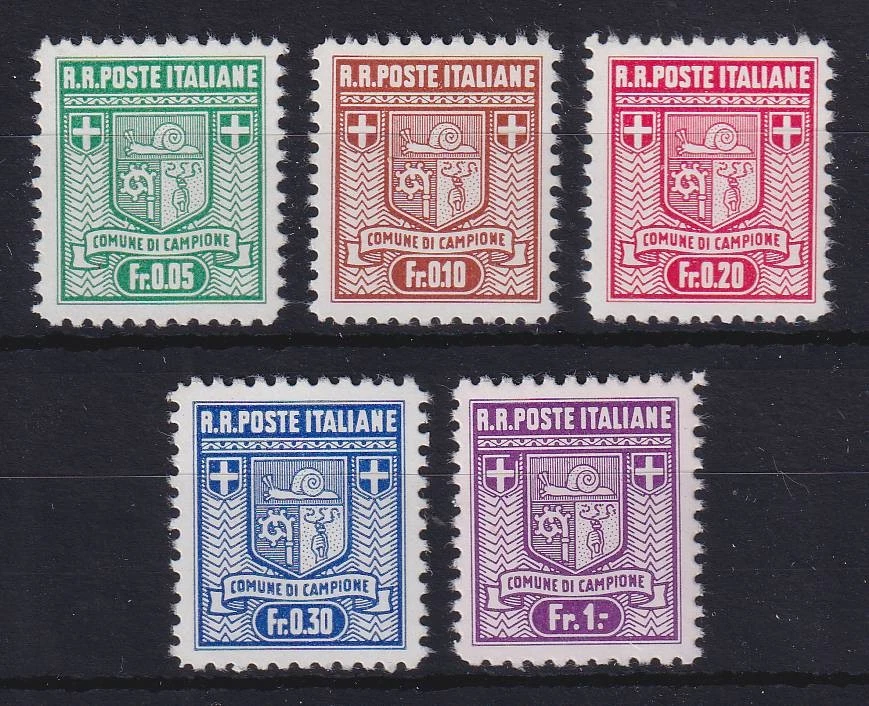 Italien Campione 1944 Wappen Mi.-Nr. 1-5 B Satz 5 Werte kpl. postfrisch ** - Bild 1 von 1