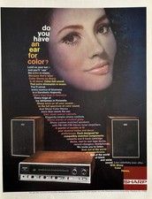 1970 Sharp Color Stereo Original Vintage Advertisement Speakers Radio Print Ad