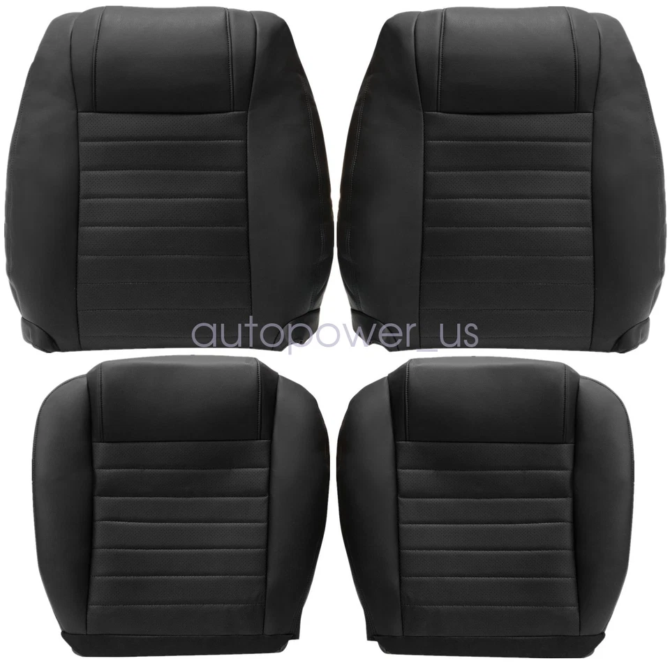 For 2005-2009 Ford Mustang GT Both Side Bottom & Top Seat Cover Leather Black Foto 3 de 4