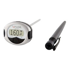 Taylor Pro Instant Read Digital Food Thermometer – Stainless Steel (Steel/Black)