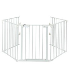Costway 115 Inch Length 5 Panel Adjustable Wide Fireplace Fence-White - Color: W
