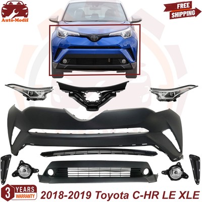 Front Bumper Cover Primed & Headlights Kit For 2018-2019 Toyota C-HR