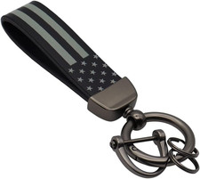 American USA Flag Car Keychain with Zinc Alloy Ring, Men Car Accessories